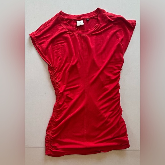 CABI Women’s Short Sleeve Red Body-con Shirt Dress w/ Adjustable Sleeves Medium - Picture 3 of 10